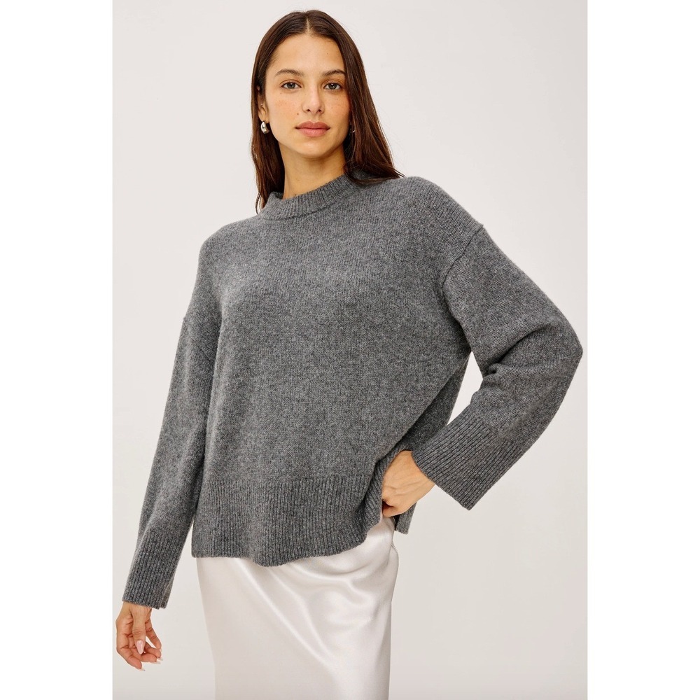 Rails Miranda Sweater‎ in Thunder Grey Cashmere Silk Mock Neck Small
